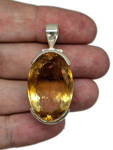 Massive Statement Citrine Pendant, Sterling Silver, 37 carats, Oval Facet - GemzAustralia 