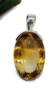 Massive Statement Citrine Pendant, Sterling Silver, 37 carats, Oval Facet - GemzAustralia 