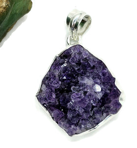 Druzy Amethyst Pendant, Natural Shape, Sterling Silver, February Birthstone - GemzAustralia 