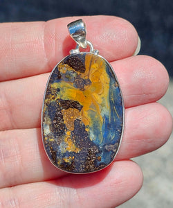 Queensland Boulder Opal Pendant, Solid Opal, Australian Opal, Sterling Silver - GemzAustralia 