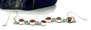 Sponge Coral Earrings, Sterling Silver, Pear Shaped, Three Stone drop, Orange / red coral - GemzAustralia 