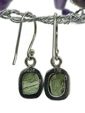 Load image into Gallery viewer, Moldavite Earrings, Sterling Silver, Rectangle Shaped, Meteorite Stone - GemzAustralia 