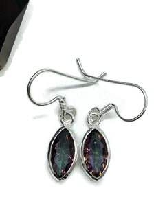 Mystic Topaz Earrings, Marquise Shaped, 4 carats, Sterling Silver, Purple/Green Gem - GemzAustralia 