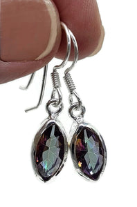 Mystic Topaz Earrings, Marquise Shaped, 4 carats, Sterling Silver, Purple/Green Gem - GemzAustralia 