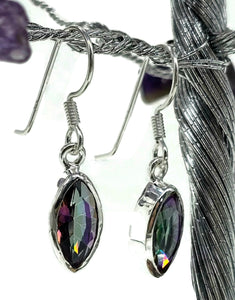 Mystic Topaz Earrings, Marquise Shaped, 4 carats, Sterling Silver, Purple/Green Gem - GemzAustralia 