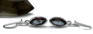 Mystic Topaz Earrings, Marquise Shaped, 4 carats, Sterling Silver, Purple/Green Gem - GemzAustralia 