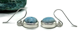 Larimar Earrings, Dolphin Stone, Stone of Atlantis, Sterling Silver, Oval Shaped - GemzAustralia 