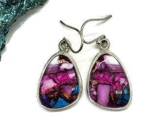 Pink Opal & Oyster Turquoise Earrings, Sterling Silver, Natural Shape, Natural Gem - GemzAustralia 