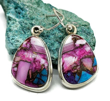 Load image into Gallery viewer, Pink Opal &amp; Oyster Turquoise Earrings, Sterling Silver, Natural Shape, Natural Gem - GemzAustralia 