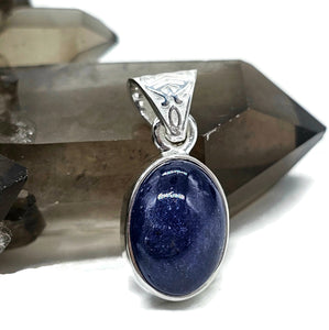 Tanzanite Pendant, Sterling Silver, Cabochon Tanzanite, Oval Shaped, Invites Protection - GemzAustralia 