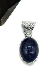 Tanzanite Pendant, Sterling Silver, Cabochon Tanzanite, Oval Shaped, Invites Protection - GemzAustralia 