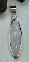 Load image into Gallery viewer, Rainbow Moonstone Pendant, Marquise Shape, Sterling Silver, Goddess Gemstone - GemzAustralia 