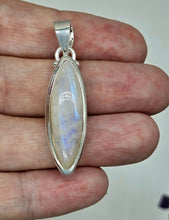 Load image into Gallery viewer, Rainbow Moonstone Pendant, Marquise Shape, Sterling Silver, Goddess Gemstone - GemzAustralia 