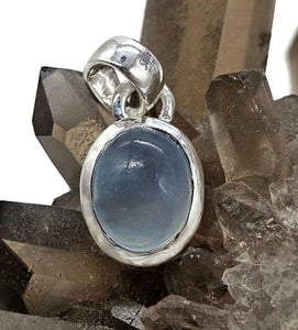 Oval Aquamarine Pendant, Sterling Silver, March Birthstone, Cabochon Aquamarine - GemzAustralia 