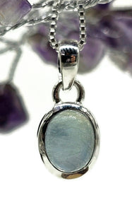 Oval Aquamarine Pendant, Sterling Silver, March Birthstone, Cabochon Aquamarine - GemzAustralia 
