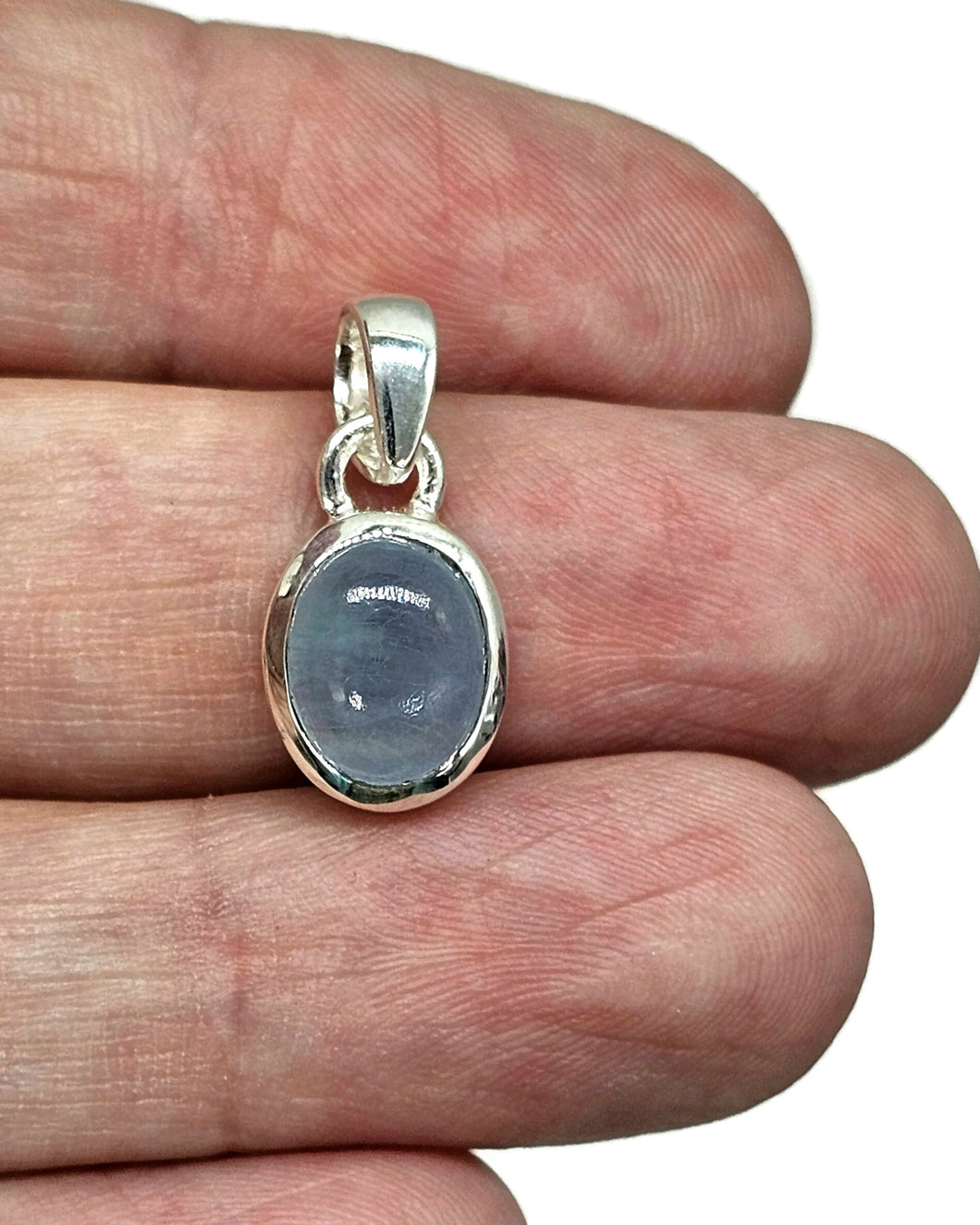 Oval Aquamarine Pendant, Sterling Silver, March Birthstone, Cabochon Aquamarine - GemzAustralia 