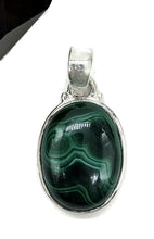 Load image into Gallery viewer, Malachite Pendant, Sterling Silver, Oval Shape, Beautiful Rich Green Gemstone - GemzAustralia 