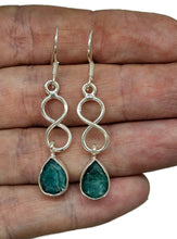 Load image into Gallery viewer, Emerald Infinity Drop Earrings, Sterling Silver, May Birthstone, Pear Shaped - GemzAustralia 