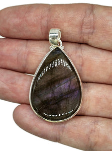 Stunning Purple Labradorite Pendant, Sterling Silver, Teardrop Shaped, Magical Gemstone - GemzAustralia 