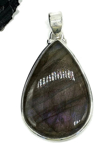 Stunning Purple Labradorite Pendant, Sterling Silver, Teardrop Shaped, Magical Gemstone - GemzAustralia 