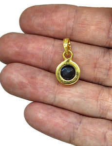 Blue Labradorite Pendant, Gold Plated Sterling Silver, Round Faceted, Magical Gemstone - GemzAustralia 