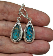 Load image into Gallery viewer, Blue Turquoise dangly Earrings, Sterling Silver, Pear Shaped, Protection Stone, Love Stone - GemzAustralia 