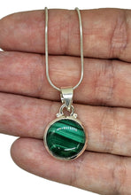 Load image into Gallery viewer, Round Malachite Pendant, Sterling Silver, Beautiful Rich Green Gemstone, Bezel Setting - GemzAustralia 