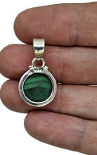 Load image into Gallery viewer, Round Malachite Pendant, Sterling Silver, Beautiful Rich Green Gemstone, Bezel Setting - GemzAustralia 