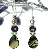 Load image into Gallery viewer, Paua Shell &amp; Amethyst Earrings, Sterling Silver, New Zealand Abalone Shell - GemzAustralia 