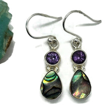 Load image into Gallery viewer, Paua Shell &amp; Amethyst Earrings, Sterling Silver, New Zealand Abalone Shell - GemzAustralia 