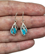 Load image into Gallery viewer, Raw Blue Turquoise Cage Earrings, Sterling Silver, December Birthstone, Rough Turquoise - GemzAustralia 