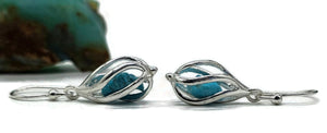 Raw Blue Turquoise Cage Earrings, Sterling Silver, December Birthstone, Rough Turquoise - GemzAustralia 