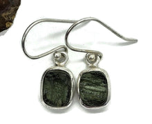 Load image into Gallery viewer, Moldavite Earrings, Sterling Silver, Rectangle Shaped, Meteorite Stone - GemzAustralia 