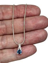 Load image into Gallery viewer, Brilliant cut, London Blue Topaz Pendant, Sterling Silver, December Birthstone - GemzAustralia 