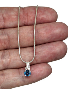 Brilliant cut, London Blue Topaz Pendant, Sterling Silver, December Birthstone - GemzAustralia 