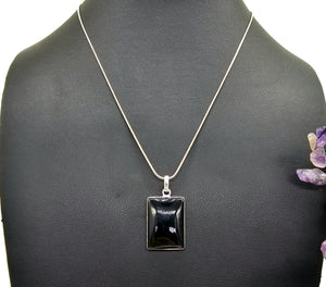 Black Onyx Pendant, Sterling Silver, Pear Shaped, Protection Stone, lucky Gem - GemzAustralia 