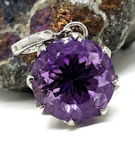 Load image into Gallery viewer, Amethyst Pendant, 9 carats, Round Shape, Sterling Silver, Eight prong pendant - GemzAustralia 