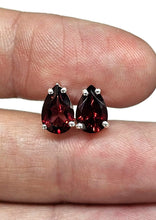 Load image into Gallery viewer, Garnet Studs, Sterling Silver, January Birthstone, 2.4 carats, Pear Faceted - GemzAustralia 