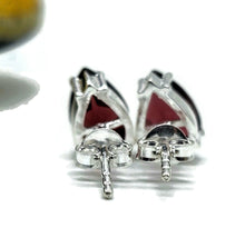 Load image into Gallery viewer, Garnet Studs, Sterling Silver, January Birthstone, 2.4 carats, Pear Faceted - GemzAustralia 