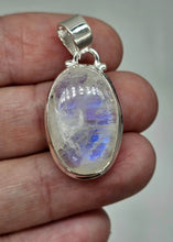 Load image into Gallery viewer, Rainbow Moonstone Pendant, Oval Shape, Sterling Silver, Goddess Gemstone - GemzAustralia 