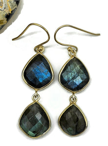 Luscious Labradorite Earrings, Gold Plated Sterling Silver, Genuine Gemstones - GemzAustralia 