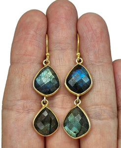 Luscious Labradorite Earrings, Gold Plated Sterling Silver, Genuine Gemstones - GemzAustralia 