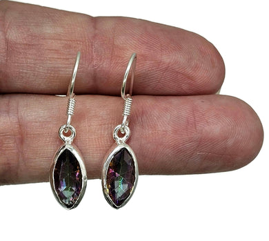 Mystic Topaz Earrings, Marquise Shaped, 4 carats, Sterling Silver, Purple/Green Gem - GemzAustralia 