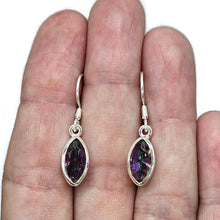 Load image into Gallery viewer, Mystic Topaz Earrings, Marquise Shaped, 4 carats, Sterling Silver, Purple/Green Gem - GemzAustralia 