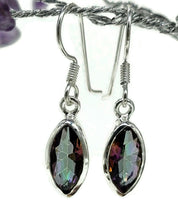 Load image into Gallery viewer, Mystic Topaz Earrings, Marquise Shaped, 4 carats, Sterling Silver, Purple/Green Gem - GemzAustralia 