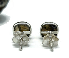 Load image into Gallery viewer, Labradorite Studs, Square Shaped, Sterling Silver, Blue Green Labradorite - GemzAustralia 