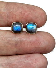 Load image into Gallery viewer, Labradorite Studs, Square Shaped, Sterling Silver, Blue Green Labradorite - GemzAustralia 