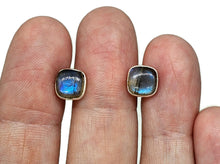 Load image into Gallery viewer, Labradorite Studs, Square Shaped, Sterling Silver, Blue Green Labradorite - GemzAustralia 