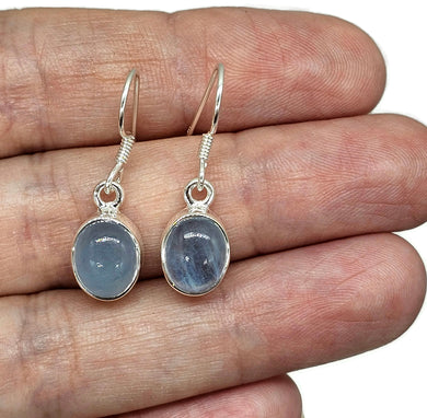 Aquamarine Earrings, Oval Cabochons, Sterling Silver, March Birthstone, 7 carats