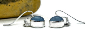 Aquamarine Earrings, Oval Cabochons, Sterling Silver, March Birthstone, 7 carats - GemzAustralia 